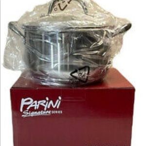 Parini Dutch Oven 4 Quart Signature Series with Clear Lid Stainless Steel